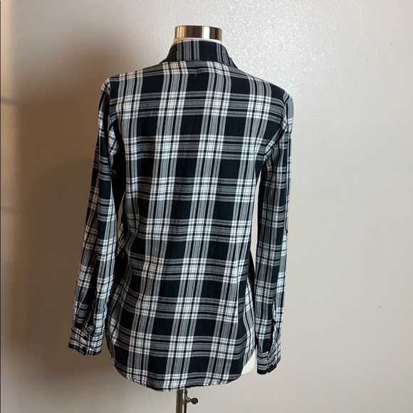 Zara Women blk/white plaid button down size XS - Picture 2 of 4